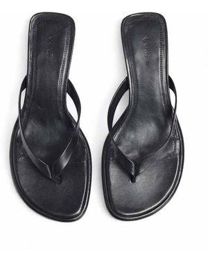 NA-KD Leather Flip Flop Heels - Blue