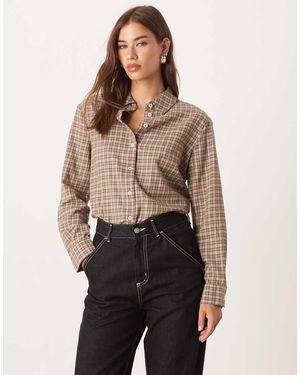 Aware Oversized Boyfriend Fit Oxford Shirt - Brown