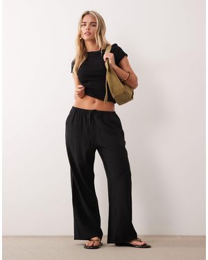 Miss Selfridge Linen Look Pull On Trouser - Black