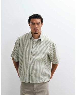 Reclaimed Vintage Short Sleeve Cropped Boxy Shirt - Grey