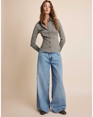 Stradivarius Basic tailliertes hemd - Blau
