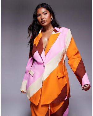 ASOS Curve Co-ord Single Breasted Tailored Suit Blazer - Orange