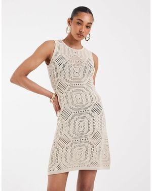 Aware – ärmelloses, gemustertes mini-häkelkleid - Weiß