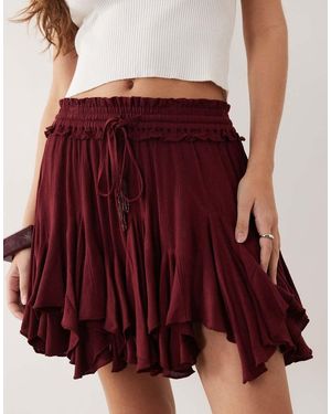Miss Selfridge Falda Corto Morado Con Bajo Asimétrico De -Rojo