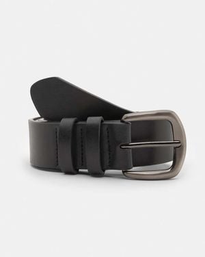 Pull&Bear Leather-effect Belt With Double Loop - Black