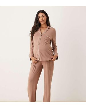 ASOS Pijama De Manga Larga De Tejido Muy Suave De Asos Design Maternity - Neutro
