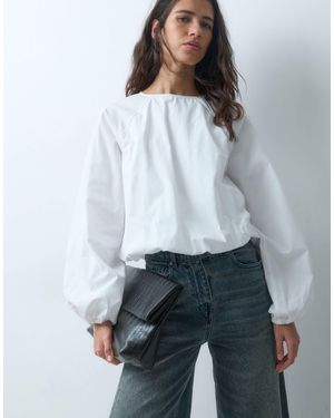 ASOS Langärmlige bluse mit ballonsaum - Weiß
