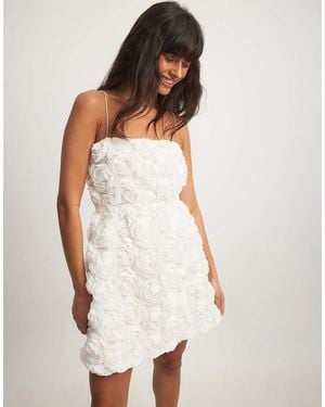NA-KD Vestito Corto Con Fiori Applicati - Bianco