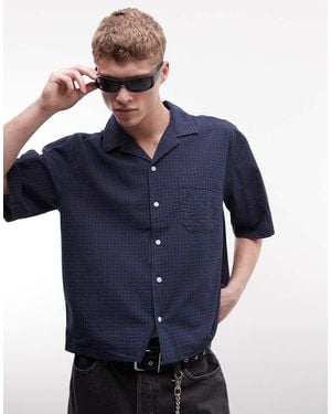 Weekday Oversized Geruit Overhemd Met Korte Mouwen - Blauw