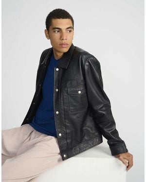 Bolongaro Trevor Real Leather Carlos Trucker Jacket - Blue