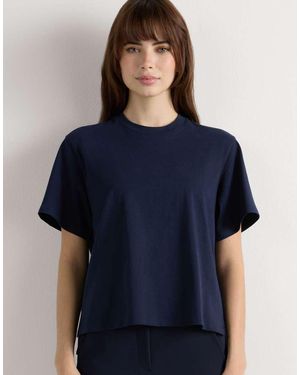 Intimissimi Boxy Fit Short-Sleeved Cotton Top - Blue