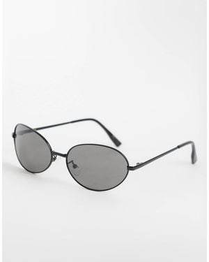 Mango Oval Metal Frame Sunglasses - Black