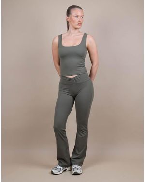 SIMMI Soft Touch Ruched Front Flared Leggings - Green