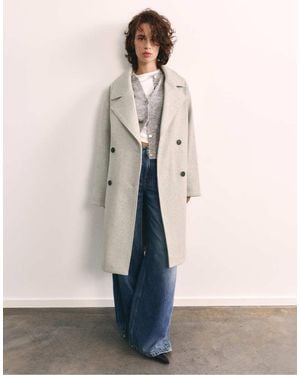 Pull&Bear Double-button Coat - Natural