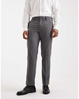 Jack & Jones Pantalones De Traje Grises Holgados De Lana De Premium