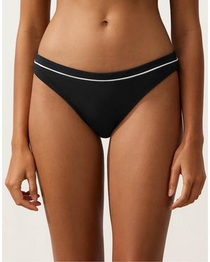 Oysho Slip Bikini Classici Neri Con Profili A Contrasto - Nero
