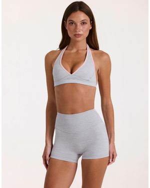 BO+TEE Bo+tee Soft Active Halter Neck Plunge Contrast Trim Sports Bra - White