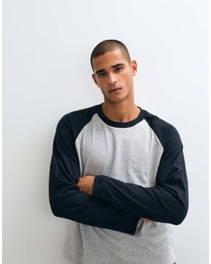 Weekday T-Shirt Oversize A Maniche Lunghe Raglan - Blu