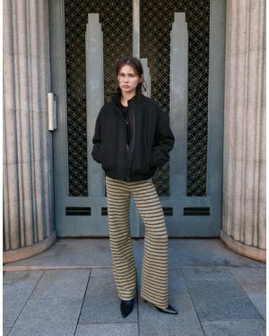 Pull&Bear Soft-touch wide-leg-hose mit streifenmuster - Mehrfarbig