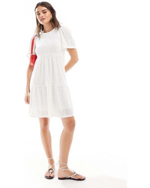 Jdy Broderie Mini Dress - White