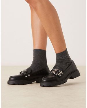 Glamorous Chunky Loafers With Buckle Detail - Black