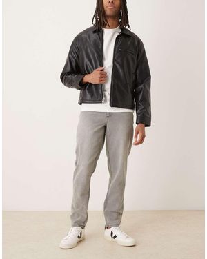 ASOS Vaqueros Gris Lavado De Corte Tapered De - Neutro