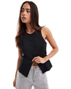 Bershka Elegant Gilet Met Ronde Hals - Zwart