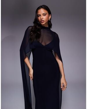 ASOS exaggerated Cape Maxi Dress - Blue