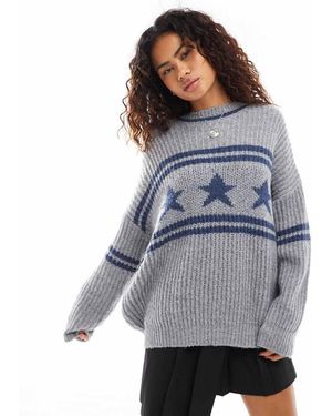 Motel Lulees Chunky Star Motif Jumper - Grey