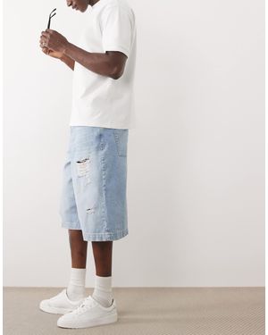 ASOS Longer Length Denim Shorts - Blue