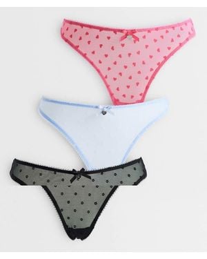 Boux Avenue Pack De 3 Tangas Flocados En Azul/Negro/Rosa