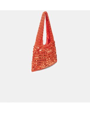Stradivarius Sequin Shoulder Bag - Red