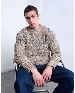 TOPMAN Regular Fit Cable Knitted Jumper - Blue