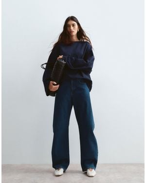 ARRANGE Cotton Oversized Long Sleeve T-shirt - Blue