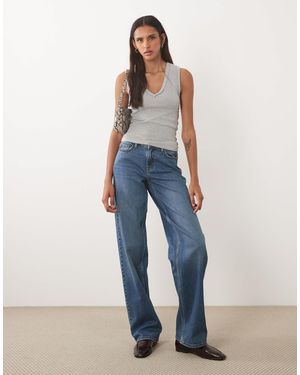 JDY Tall Jean large katie taille basse moyen - Bleu