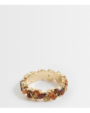 ASOS Asos Design Curve Ring With Amber Resin - Natural