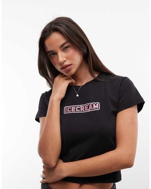 ICECREAM Baby Tee Met Glitterlogo - Zwart