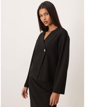 Vila Hammered Button Wrap Front Knitted Cardigan Co-ord - Black