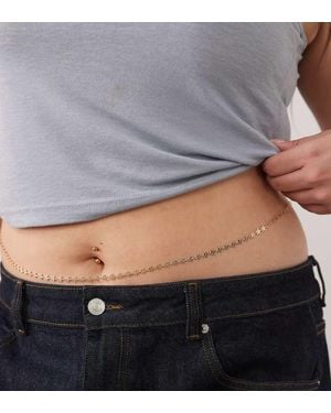 ASOS Asos Design Curve Belly Chain With Flower Design - Grey