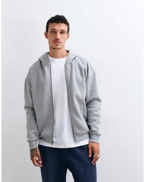 Hollister Zip Through Boxy Hoodie - Grey