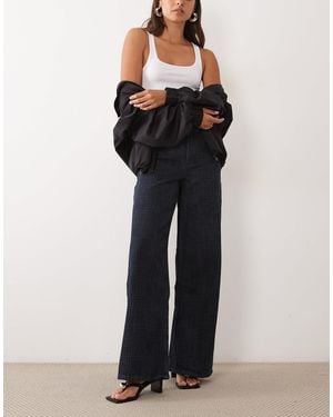 Mango Straight-jeans mit indigo-karoprint - Schwarz