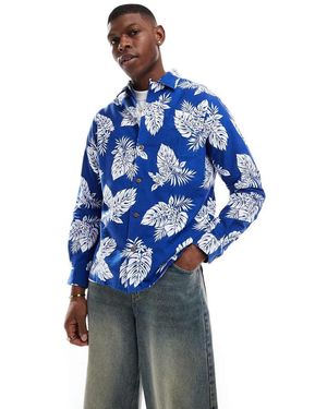 Polo Ralph Lauren Camicia Oxford Classica Oversize Con Stampa Di Filodendro Tropicale - Blu