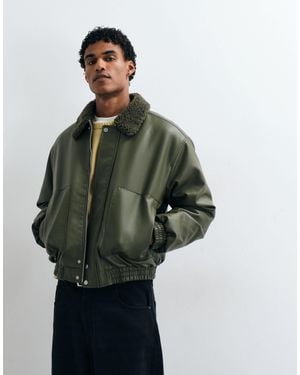 ASOS Faux Leather Flight Jacket - Green