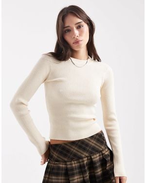 Pieces Ribbed Knitted Top - White