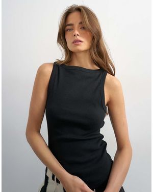 TOPSHOP Top Sin Mangas Con Cuello Barco Y Espalda De Nadadora - Negro