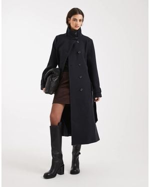 Miss Selfridge Formal Funnel Coat - Black