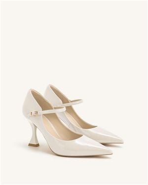 JW PEI Thalina Pointed Toe Heeled Court Shoes - Natural