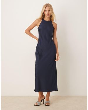 Vila Racer Satin Midaxi Dress - Blue