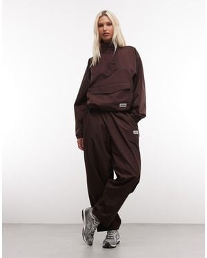 ASOS Weekend Collective Nylon Funnel Neck Windbreaker - Brown