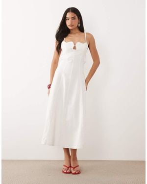 ASOS Denim Midi Dress With Heart Bust Detail - White